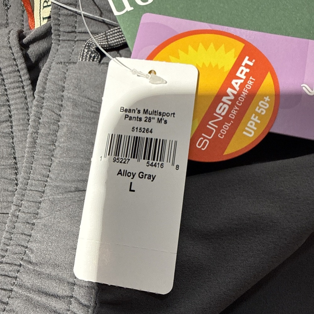 NWT L.L.Bean Multisport Pants Mens Large 28" Inseam Alloy Gray UPF 50+ Stretch - Picture 6 of 10